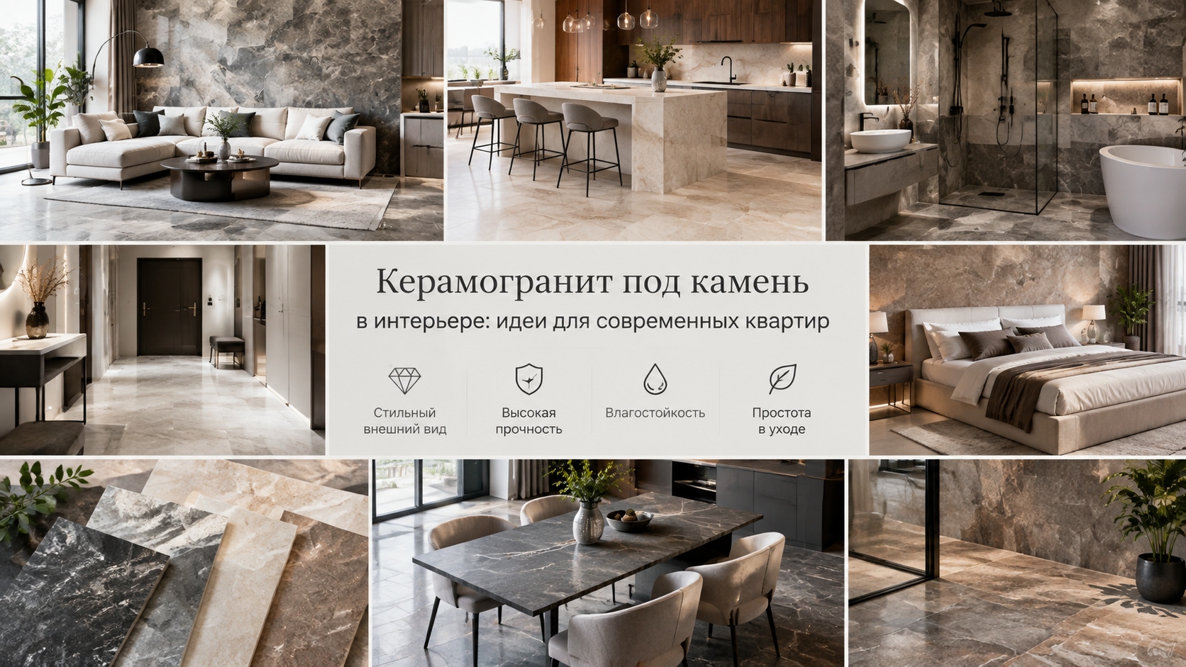 Керамогранит под камень в интерьере: идеи для современных квартир